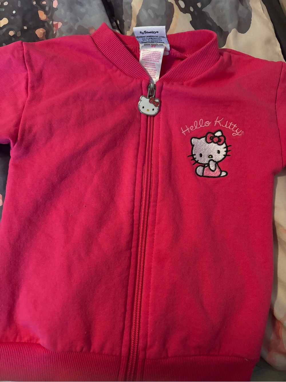 3t Hello Kitty Bright Pink Zip Front light jacket/ sweater